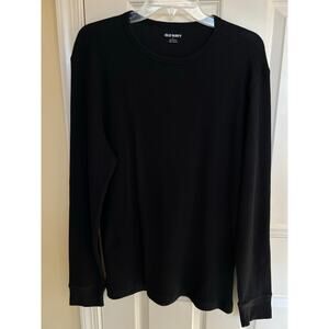 NWOT Old Navy Black Long Sleeve Built in Flex Waffle Knit Men's T-Shirt Large